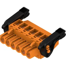 Socket header, 6 pole, pitch 5.08 mm, angled, orange, 1087290000