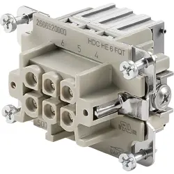 Socket contact insert, 3, 6 pole, snap-in, with PE contact, 2666920000