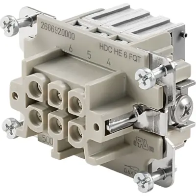 Socket contact insert, 3, 6 pole, snap-in, with PE contact, 2666920000 - 1