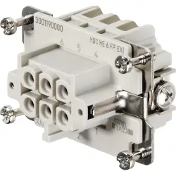 Socket contact insert, 3, 6 pole, push-in, with PE contact, 3001190000