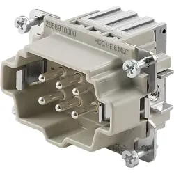 Pin contact insert, 3, 6 pole, snap-in, with PE contact, 2666910000