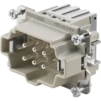 Pin contact insert, 3, 6 pole, snap-in, with PE contact, 2666910000 - 1