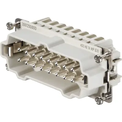 Pin contact insert, 6, 16 pole, push-in, with PE contact, 3001250000 - 1