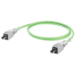 System cable, PROFINET, RJ45 plug, straight to RJ45 plug, straight, Cat 5, SF/UTP, PUR, 1 m, green, 1119730010