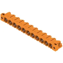 Pin header, 11 pole, pitch 7.62 mm, angled, orange, 1124390000