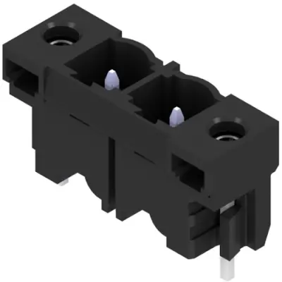 Pin header, 2 pole, pitch 7.62 mm, straight, black, 1141090000 - 1