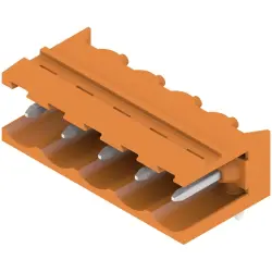 Pin header, 5 pole, pitch 5.08 mm, angled, orange, 1146790000