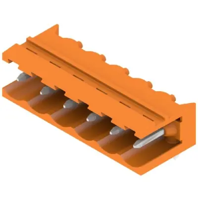 Pin header, 6 pole, pitch 5.08 mm, angled, orange, 1146810000 - 1