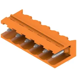 Pin header, 6 pole, pitch 5.08 mm, angled, orange, 1146810000