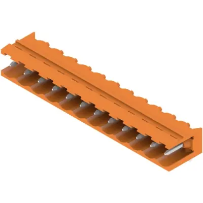 Pin header, 12 pole, pitch 5.08 mm, angled, orange, 1146940000 - 1