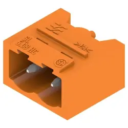 Pin header, 2 pole, pitch 5.08 mm, angled, orange, 1147280000
