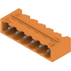 Pin header, 6 pole, pitch 5.08 mm, angled, orange, 1147400000