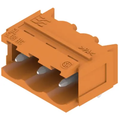 Pin header, 3 pole, pitch 5.08 mm, angled, orange, 1148070000 - 1