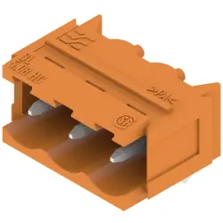 Pin header, 3 pole, pitch 5.08 mm, angled, orange, 1148070000