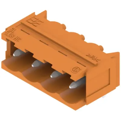 Pin header, 4 pole, pitch 5.08 mm, angled, orange, 1148100000 - 1
