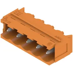 Pin header, 5 pole, pitch 5.08 mm, angled, orange, 1148130000