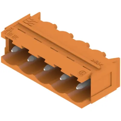 Pin header, 5 pole, pitch 5.08 mm, angled, orange, 1148130000 - 1