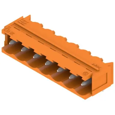 Pin header, 7 pole, pitch 5.08 mm, angled, orange, 1148200000 - 1