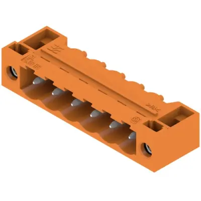 Pin header, 6 pole, pitch 5.08 mm, angled, orange, 1148740000 - 1