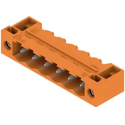 Pin header, 6 pole, pitch 5.08 mm, angled, orange, 1148740000
