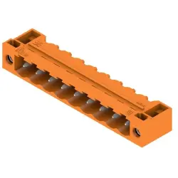 Pin header, 9 pole, pitch 5.08 mm, angled, orange, 1148840000