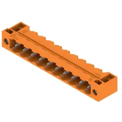 Pin header, 10 pole, pitch 5.08 mm, angled, orange, 1148880000