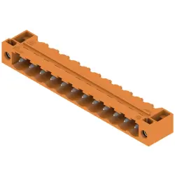 Pin header, 12 pole, pitch 5.08 mm, angled, orange, 1148940000