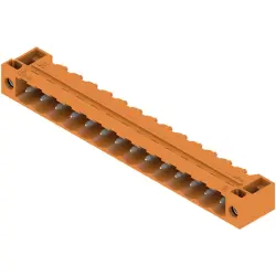 Pin header, 14 pole, pitch 5.08 mm, angled, orange, 1149010000