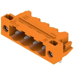Pin header, 4 pole, pitch 5.08 mm, angled, orange, 1149440000