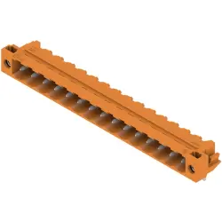 Pin header, 15 pole, pitch 5.08 mm, angled, orange, 1149810000