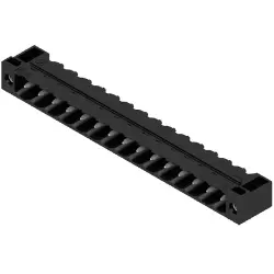 Pin header, 15 pole, pitch 5.08 mm, angled, black, 1150230000