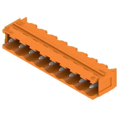 Pin header, 9 pole, pitch 5.08 mm, angled, orange, 1154840000 - 1