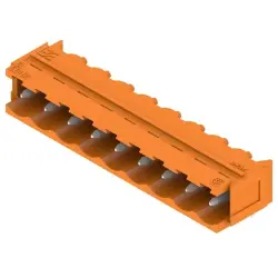 Pin header, 9 pole, pitch 5.08 mm, angled, orange, 1154840000