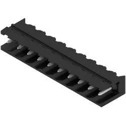 Pin header, 10 pole, pitch 5.08 mm, angled, black, 1155130000