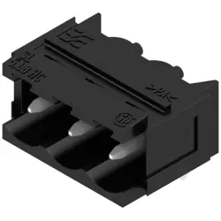 Pin header, 3 pole, pitch 5.08 mm, angled, black, 1155590000