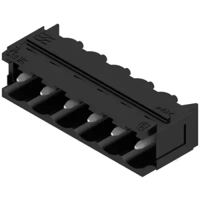 Pin header, 6 pole, pitch 5.08 mm, angled, black, 1155620000 - 1