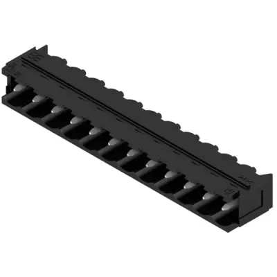 Pin header, 12 pole, pitch 5.08 mm, angled, black, 1155690000 - 1