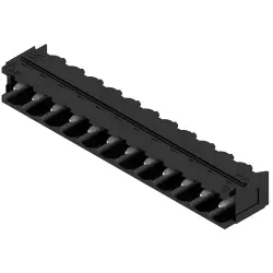 Pin header, 12 pole, pitch 5.08 mm, angled, black, 1155690000