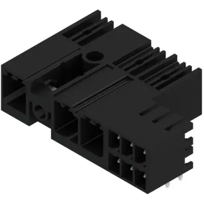 Pin header, 3 pole, pitch 7.62 mm, angled, black, 1156270000 - 1