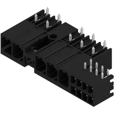 Pin header, 5 pole, pitch 7.62 mm, angled, black, 1156410000 - 1