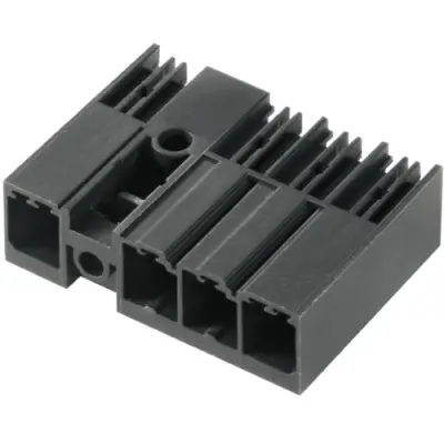 Pin header, 4 pole, pitch 7.62 mm, angled, black, 1156580000 - 1