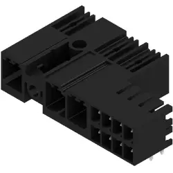 Pin header, 3 pole, pitch 7.62 mm, angled, black, 1156840000