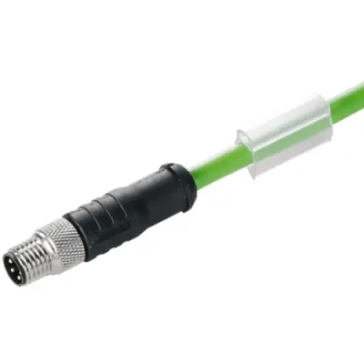Bus line, M8-plug, straight to open end, PUR, 0.5 m, green, 1160820050 - 1