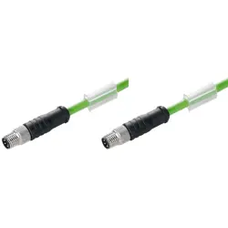 Bus line, M8-plug, straight to M8-plug, straight, PUR, 30 m, green, 1160933000