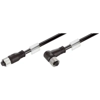System cable, M12 socket, straight to M12-plug, angled, Cat 5, SF/UTP, Radox GKW S, 1 m, black, 1161590010 - 1