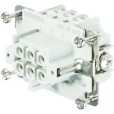 Socket contact insert, 3, 6 pole, equipped, screw connection, with PE contact, 1200200000 - 1