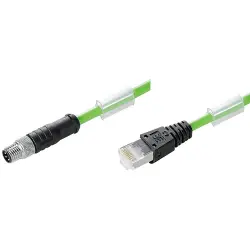 Bus line, M8-plug, straight to RJ45 plug, straight, PUR, 7.5 m, green, 1201210750