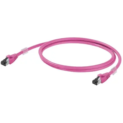 Patch cable, RJ45 plug, straight to RJ45 plug, straight, Cat 6A, S/FTP, LSZH, 0.5 m, magenta, 1201270005 - 1