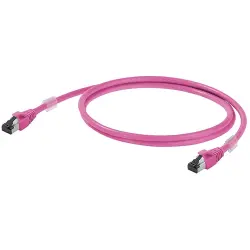 Patch cable, RJ45 plug, straight to RJ45 plug, straight, Cat 6A, S/FTP, LSZH, 3 m, magenta, 1201270030