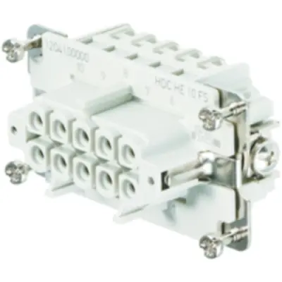 Socket contact insert, 4, 10 pole, equipped, screw connection, with PE contact, 1204100000 - 1